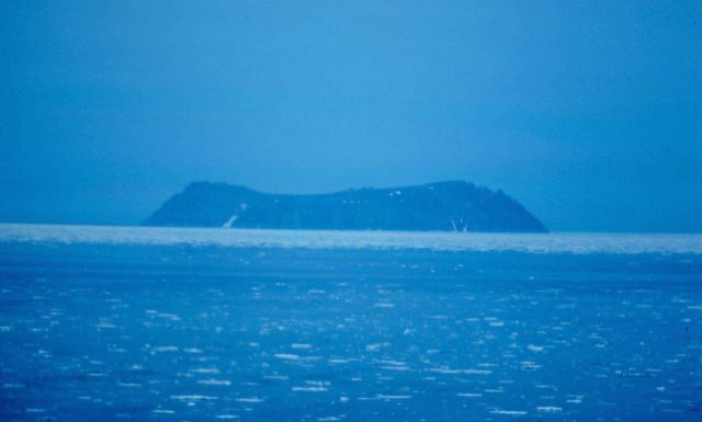 King Island seen from a distance before the ice broke up. Picture