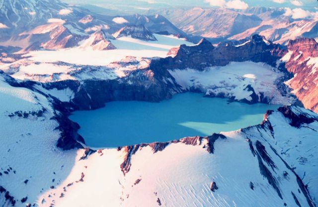 The caldera lake at Katmai volcano Picture