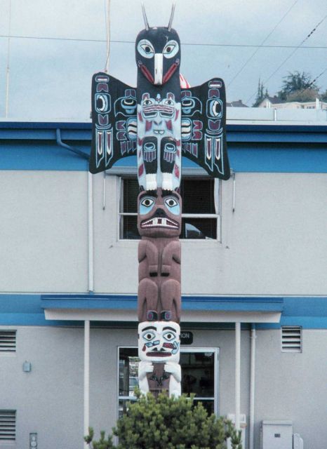 The totem pole at NOAA's Pacific Marine Center Picture