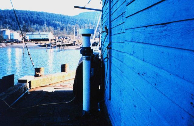 The tide gage installation on the Northwest Seafoods Company Pier. Picture