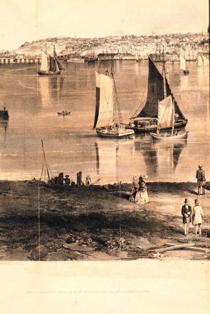 Left quarter detail of engraving of Portland Harbor Picture