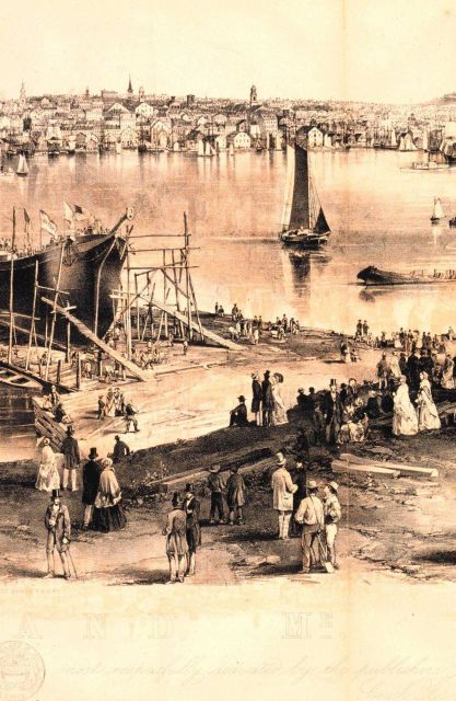 Center -right quarter detail of engraving of Portland Harbor Picture