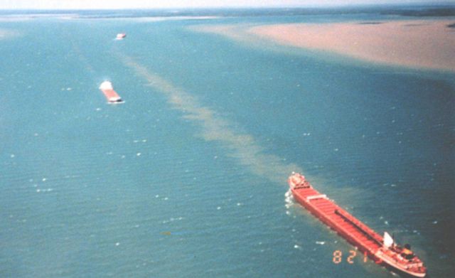 Great Lakes ore carrier in lower right at Sault Ste Picture
