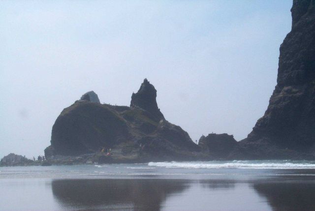 Looking south at the base of Haystack Rock at Cannon Beach. Picture