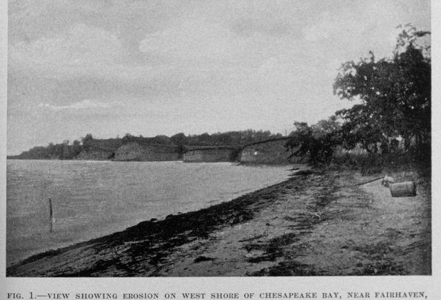 View showing erosion along west side of Chesapeake Bay near Fairhaven. Picture