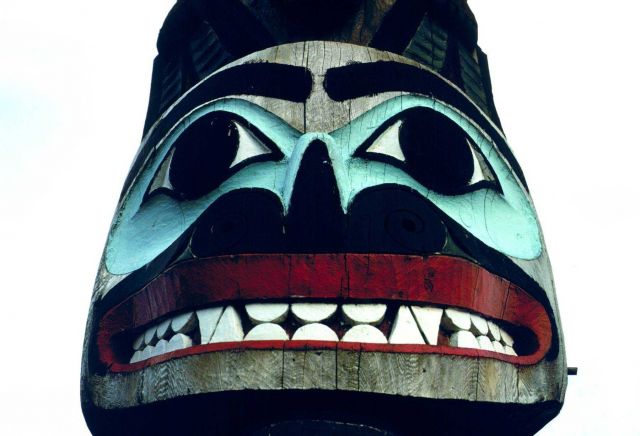 Totem pole Saxman Totem Park. Picture