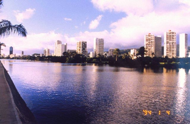 A view along the Ali Wai Canal near Waikiki Beach. Picture
