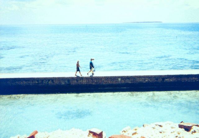 Walking on the sea wall around Fort Jefferson Picture