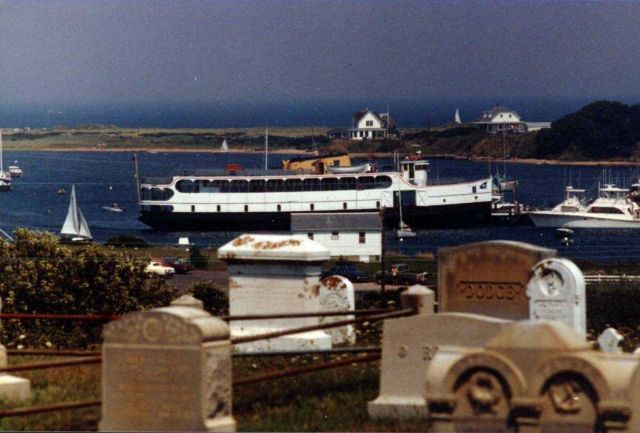 A view of the harbor from the old Block Island Cemetery. Picture