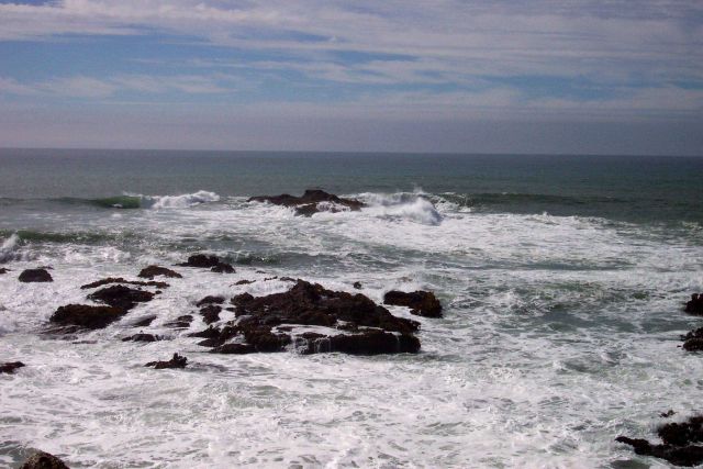 The rocks and surf at Pigeon Point. Picture