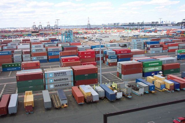 Thousands of shipping containers at the terminal at Port Elizabeth, New Jersey. Picture