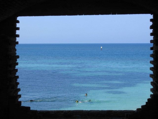 View through an opening on Fort Jefferson. Picture