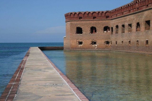 A view of the moat surrounding portions of Fort Jefferson. Picture