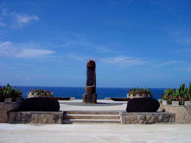 Banzai Cliff Monument in honor of those who committed suicide here during the WWII Battle of Saipan. Picture