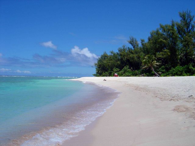 A magnificent white sand beach on Guam. Picture