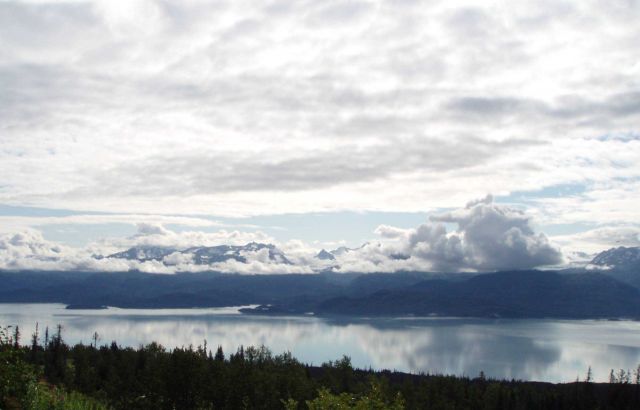 Cloud and mountain reflections at Kachemak Bay. Picture