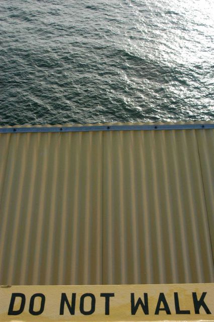 Standing on the helicopter deck of an oil platform in the Gulf of Mexico. Picture