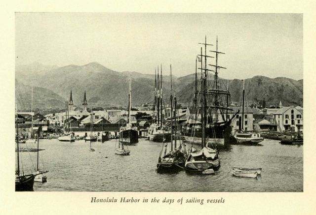 Honolulu waterfront in the days of sail ca Picture