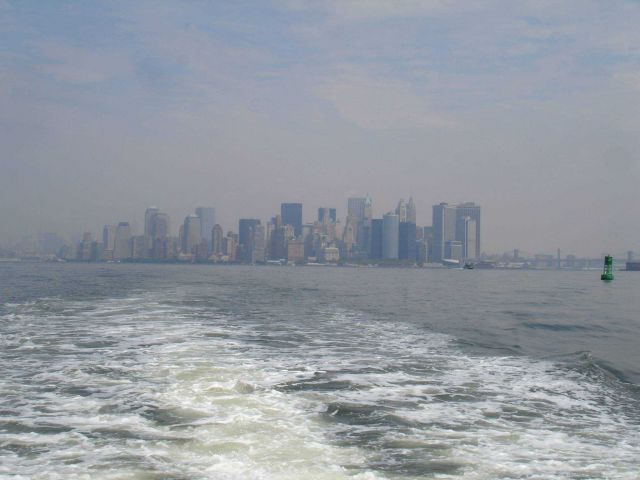 The skyline of New York City on a hazy morning. Picture