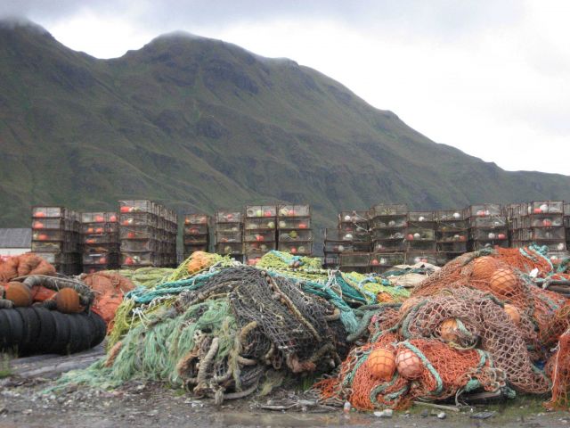Ubiquitous crab pots and fishing nets at Dutch Harbor. Picture