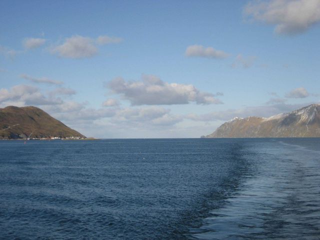 Looking back to the open sea while entering Dutch Harbor. Picture