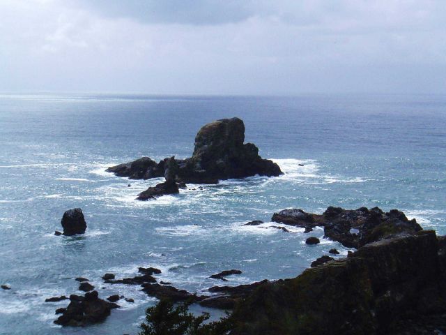 Rocks and surf along the northern Oregon coast. Picture