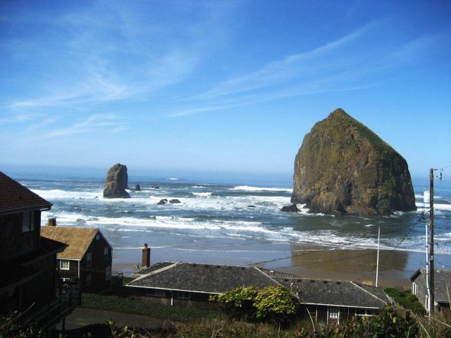 Haystack Rock at high tide at Cannon Beach Picture