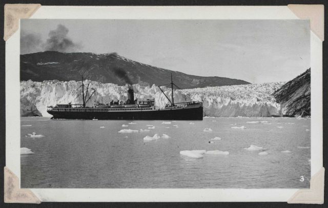 Tourist steamer at Taku Glacier. Picture