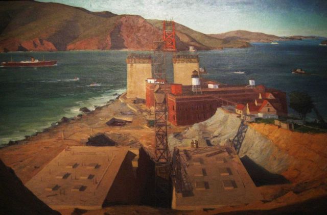 Golden Gate Bridge painted by Ray Strong in 1934. Picture