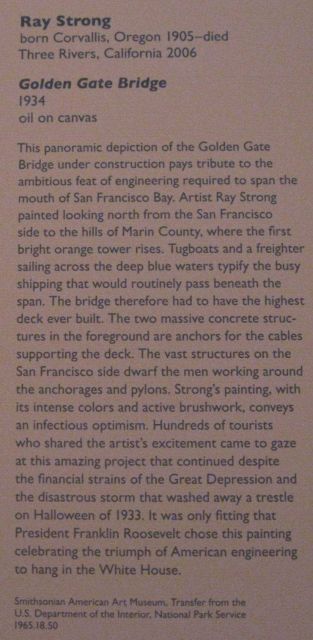 Attribution for Golden Gate Bridge painted by Ray Strong in 1934. Picture