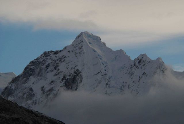 A mountain peak in the vicinity of Johns Hopkins Glacier. Picture
