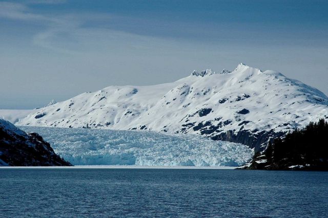 One of many glaciers entering the sea in Chugach National Forest. Picture