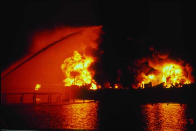 The tank vessel Jupiter exploded while offloading gasoline Picture