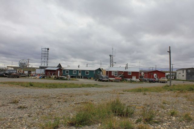 Homes and communications antennas at Teller. Picture