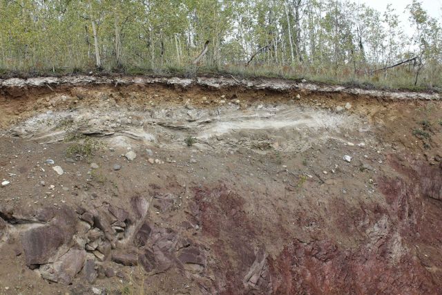 White volcanic ash layer which marks major volcanic eruption Picture