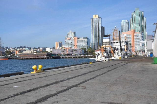 The NOAA Ship BELL SHIMADA tied up at Broadway Pier, San Diego. Picture