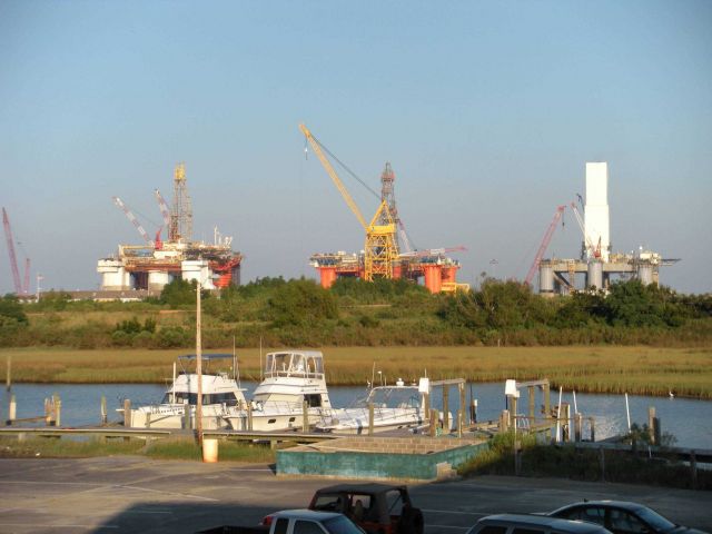 Dormant oil rigs looming over the horizon Picture