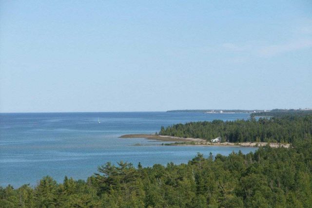 Lake Huron shoreline from Presque Isle lighthouse Picture