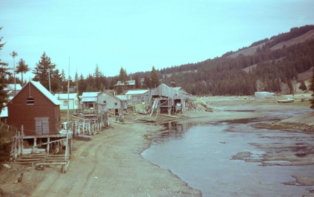 Town along a small tidal stream. Picture