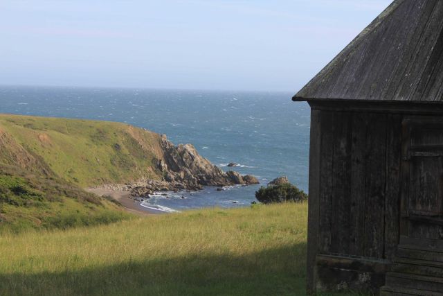 A view of the cove and rocky outcrop at Fort Ross. Picture