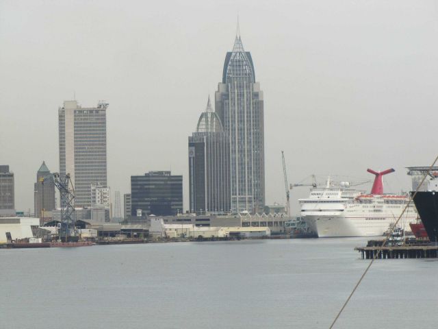 The cruise ship CARNIVAL ELATION tied up at Mobile. Picture