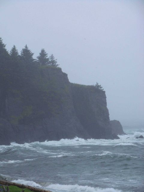 Surf-battered cliffs at Fort Abercrombie State Historical Park. Picture
