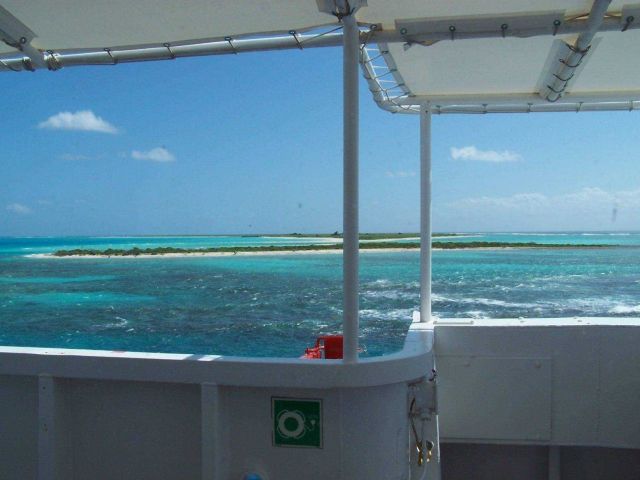 The channel to the naval pier at Midway Island. Picture