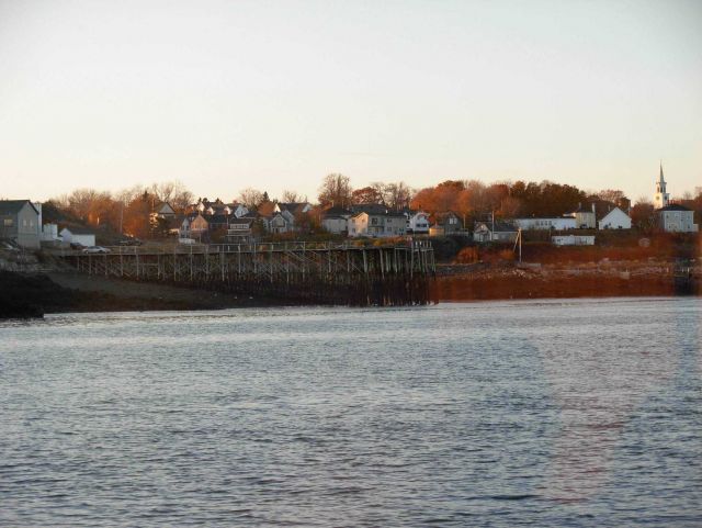 A pier at Eastport that provides visual proof of the 25 feet of possible tide at Eastport. Picture