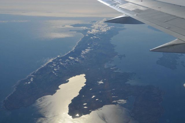 The north end of Montague Island as seen on approach to Anchorage from the east. Picture
