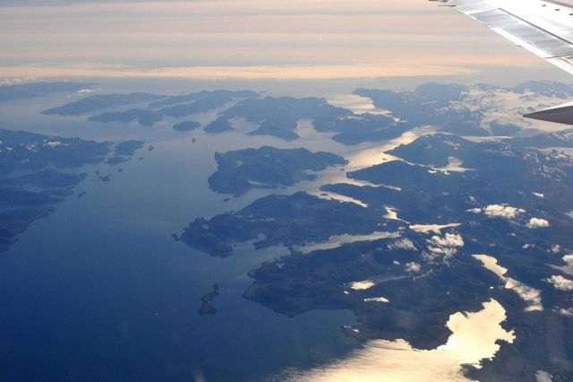Knight Island Passage as seen on approach to Anchorage from the east. Picture