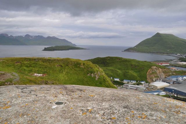 Looking north towards Mount Ballyhoo on the right and the Tom Madsen Dutch Harbor Airport which is at the base of the mountain Picture
