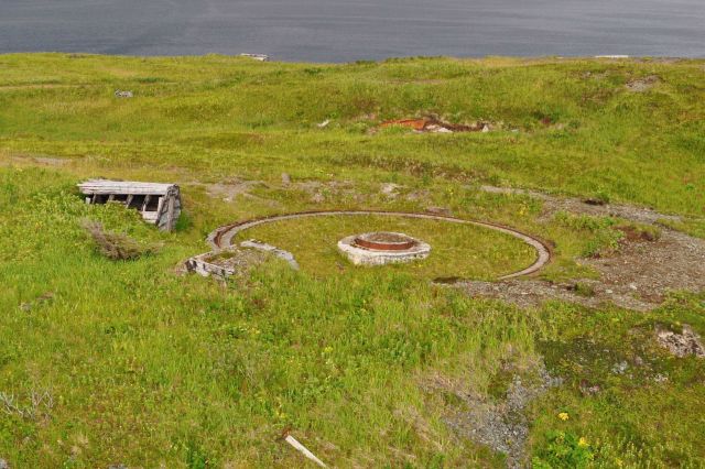 Remnant of World War II gun emplacement at Dutch Harbor. Picture