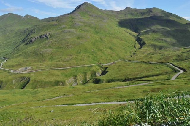 The road into the mountains above Dutch Harbor. Picture