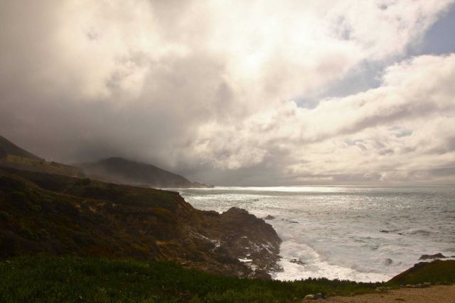 Landscape shot of marine layer fog coming onshore at Granite Canyon. Picture